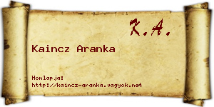 Kaincz Aranka névjegykártya