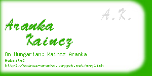 aranka kaincz business card